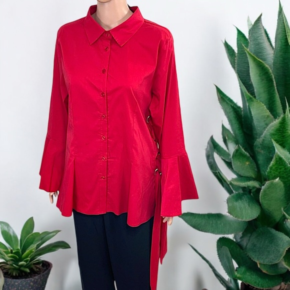 Midnight Velvet “Serena” Red High-Low Tunic - Picture 10 of 16